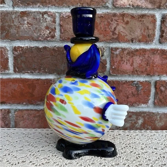 Vintage Art Glass Clown Figurine Taper Candle Holder - Picture 6 of 15